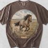 Tričko s divokým koněm: Vintage prérijní design - Etická bavlna, Unisex střih