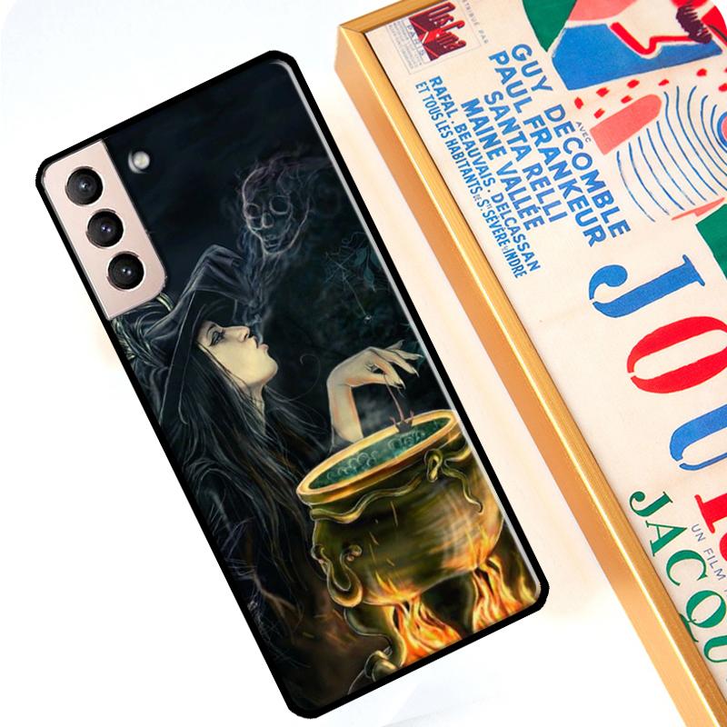 Halloween Moon Witch Horror Case For Samsung Galaxy S22 Ultra S8 S9 S10 Note 10 Plus Note 20 S21 Ultra S20 FE Cover