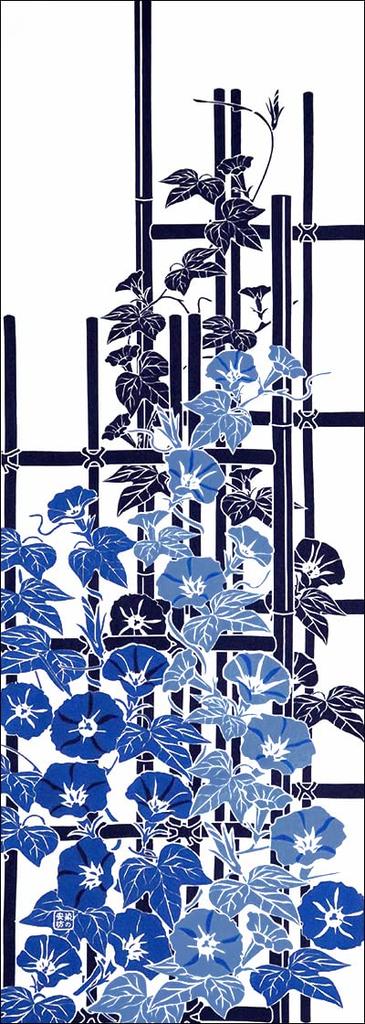 Someno Anbo Hand Towel Bamboo Fence and Morning Navy Authentic Made in 35cm x 100cm "Sometsuke Glory" Blue, Dyed, 100% Cotton, Tokuoka, Japan,