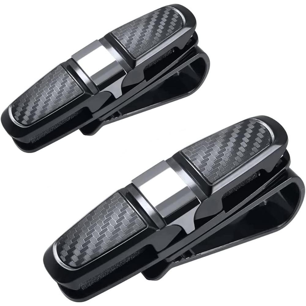 Sun Glasses Holder for Car Sun Visor Mount Ticket Card Clip, 180° Rotational Double-End Holder for Sunglasses and Eyeglasses
