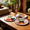 Thermal Insulation Coaster 4Pcs Healing Black Cat Wooden Coaster, Creative Heat Mat, Anti Slip Thickened Desk Protector for Coffee Cup Resistant