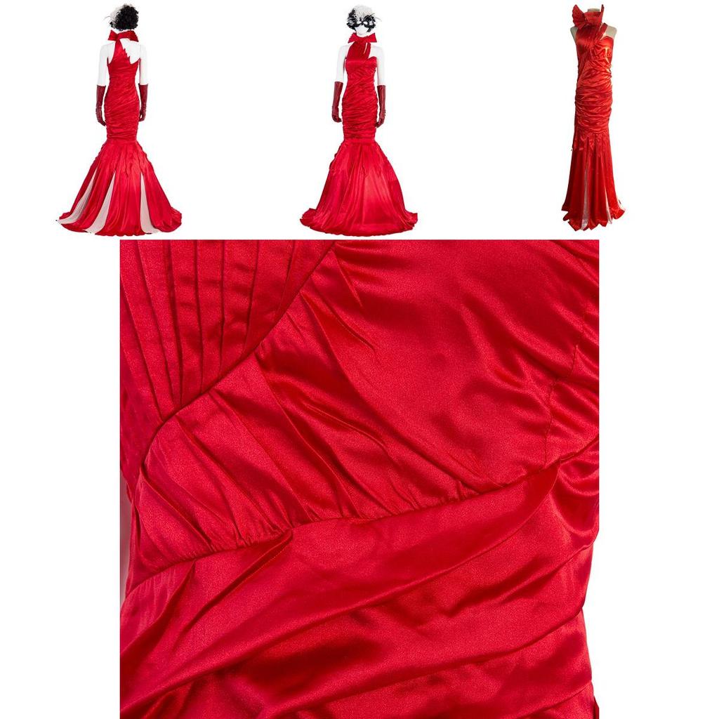 Exquisite Cruella De Vil Kuyla Cosplay Costume Set With Elegant Gown And Accessories
