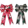 Creative Christmas Ribbon Bow Imitation Hemp Truck Pattern Printed Hanging Decoration Christmas Tree Decor Bow Spot Wholesale