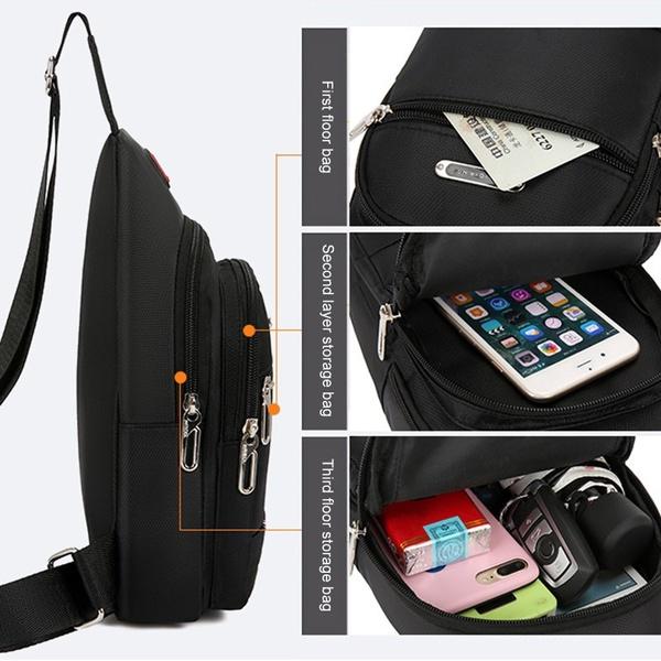 Men's Casual Multifunctional Chest Bag Nylon Shoulder Bag  Double Storage Bag Waist Bag