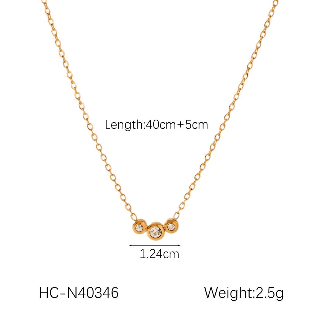 Geometric Zirconia Inlaid Titanium Steel Pendant Necklace For Women Minimalist Collarbone Chain