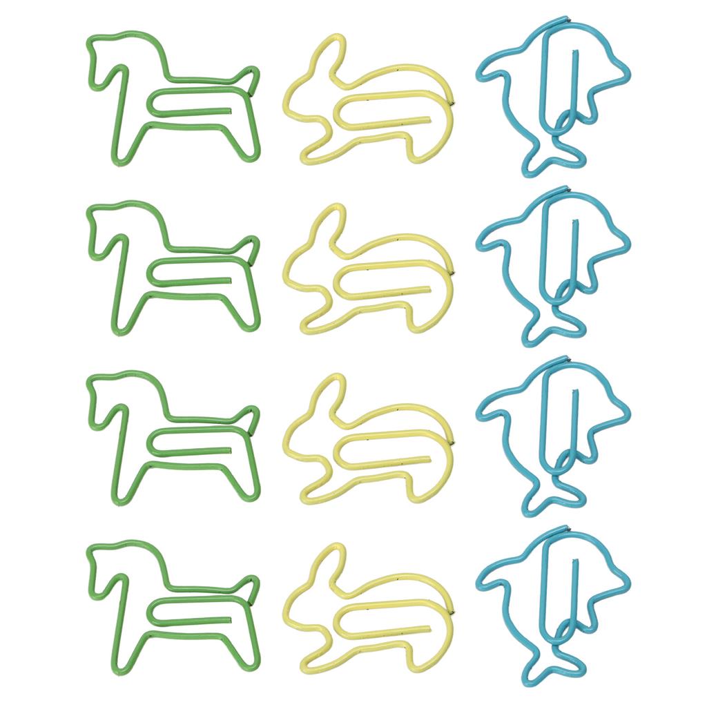 32 Box Paper Clips 3 Colors Innovative Pony Rabbit Dolphin Combo Small Metal Paperclips for Paperwor