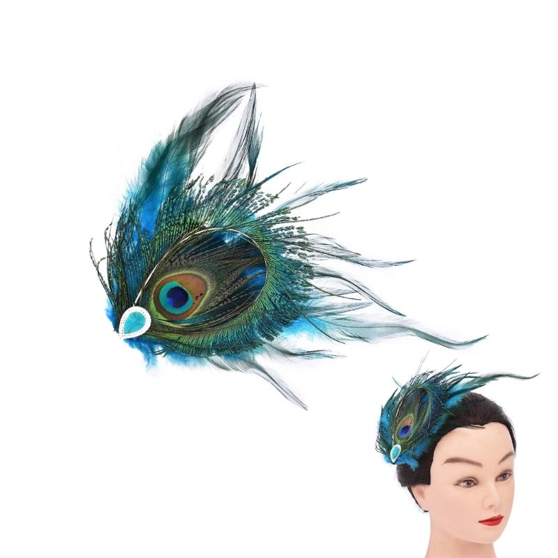 Elegant Peacocks Feathery Hair Clip Vintage Inspired Peacocks Feathered Hairpin Stylish Hairpin for Bridal Attire