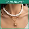 Summer Shell Pendant Multilayer Necklace With Geometric Style For Vacation And Beach Wear