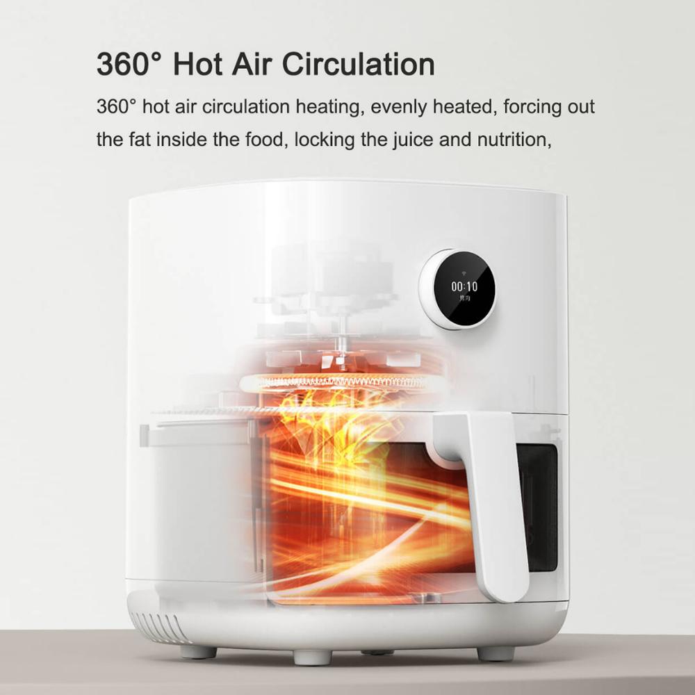 220 V Smart Air Fryer Beztłuszczowa elektryczna frytkownica nieprzywierająca 24-godzinny inteligentny czas 4L frytki wizualny piekarnik ekran OLED