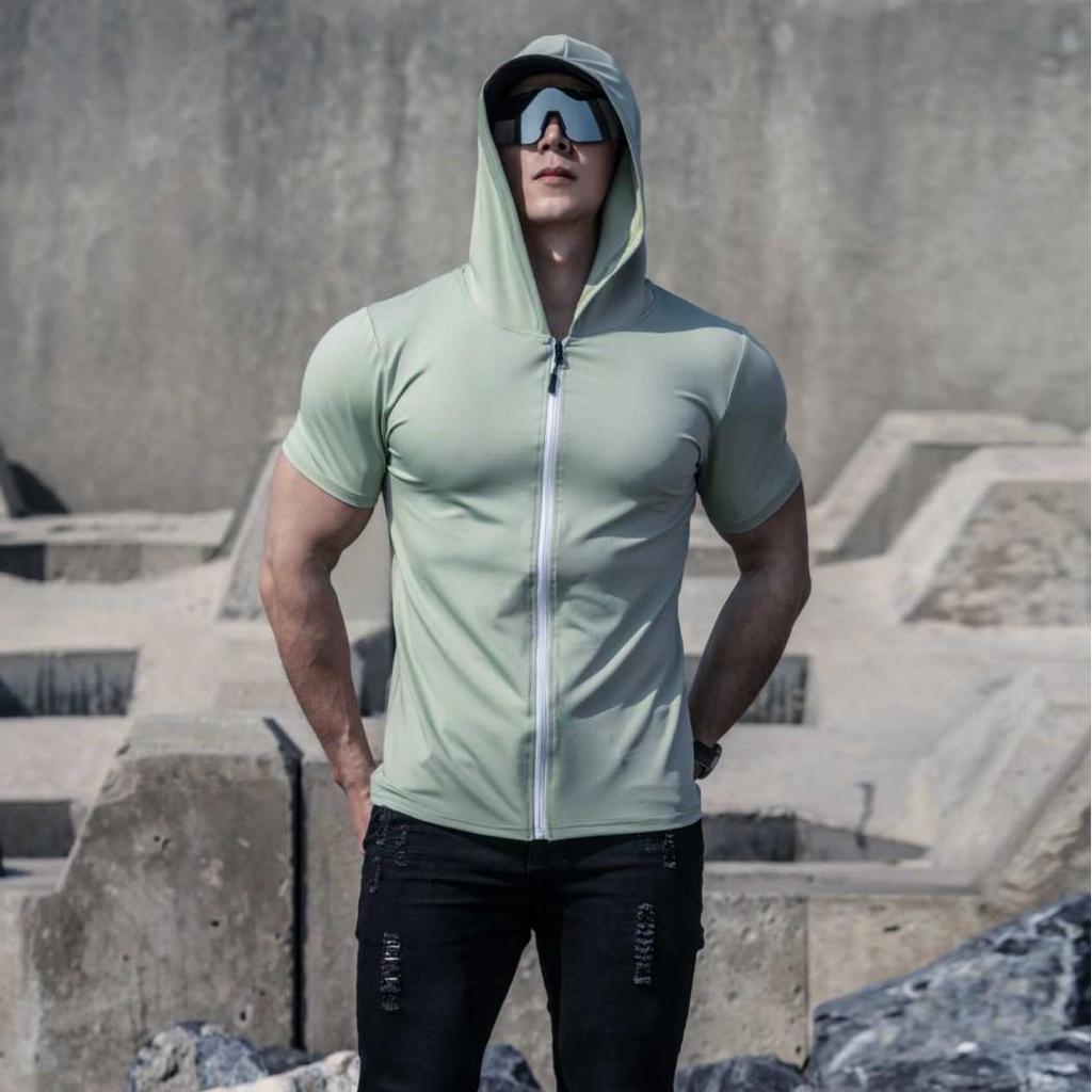 Men's Quick-Dry Slim Fit Hooded T-Shirt for Fitness & Running