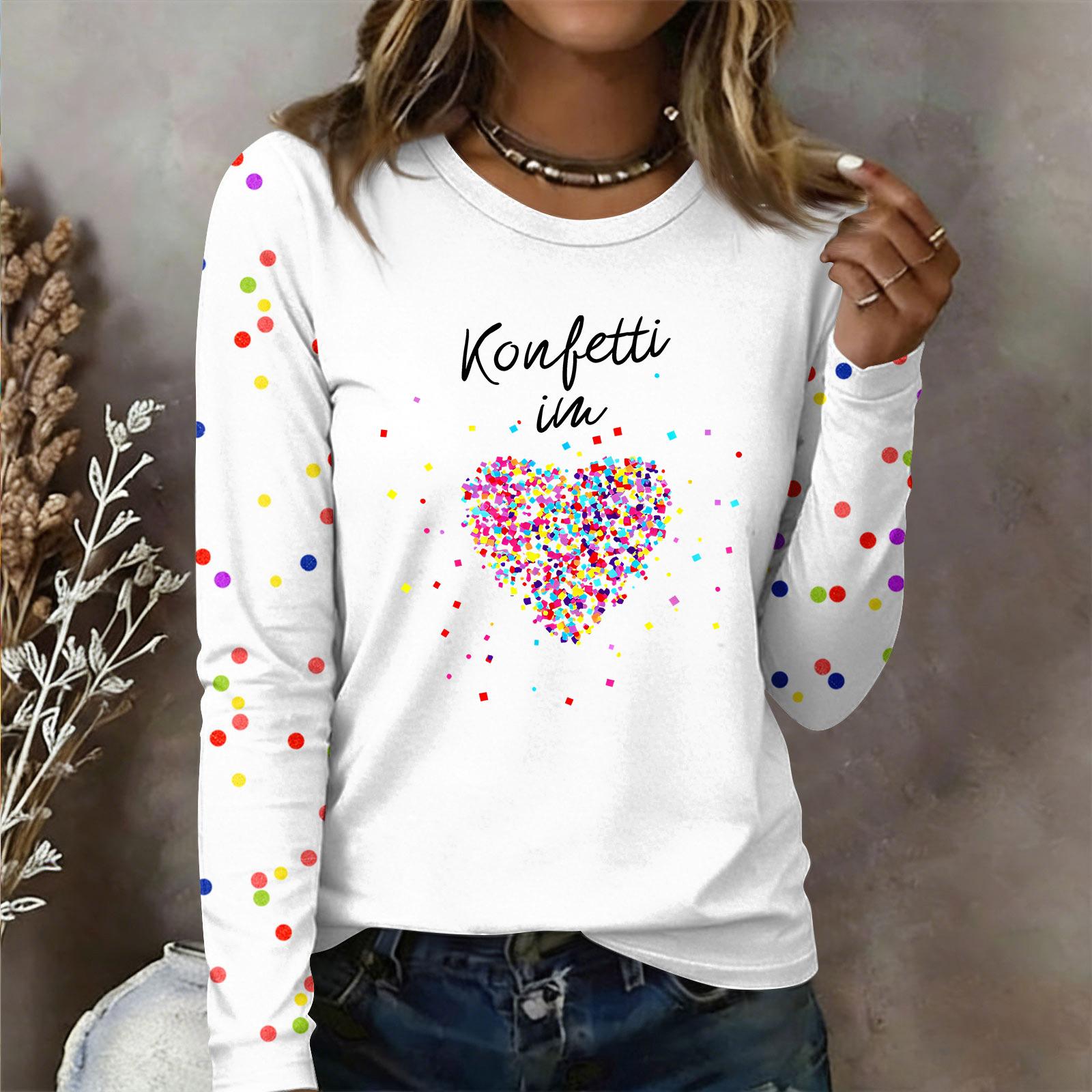 

Women s Long Sleeved Shirt Confetti In The Heart Carniva LBarrel Night Confetti Shirts L білий