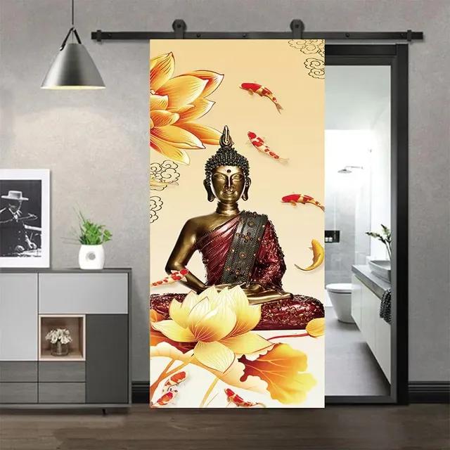 

3D наклейки на двері Декорація Boddha Самоклеючі стіни Декоративні самоклеючі шпалери Інтер єр Домашній декор 40x120cm