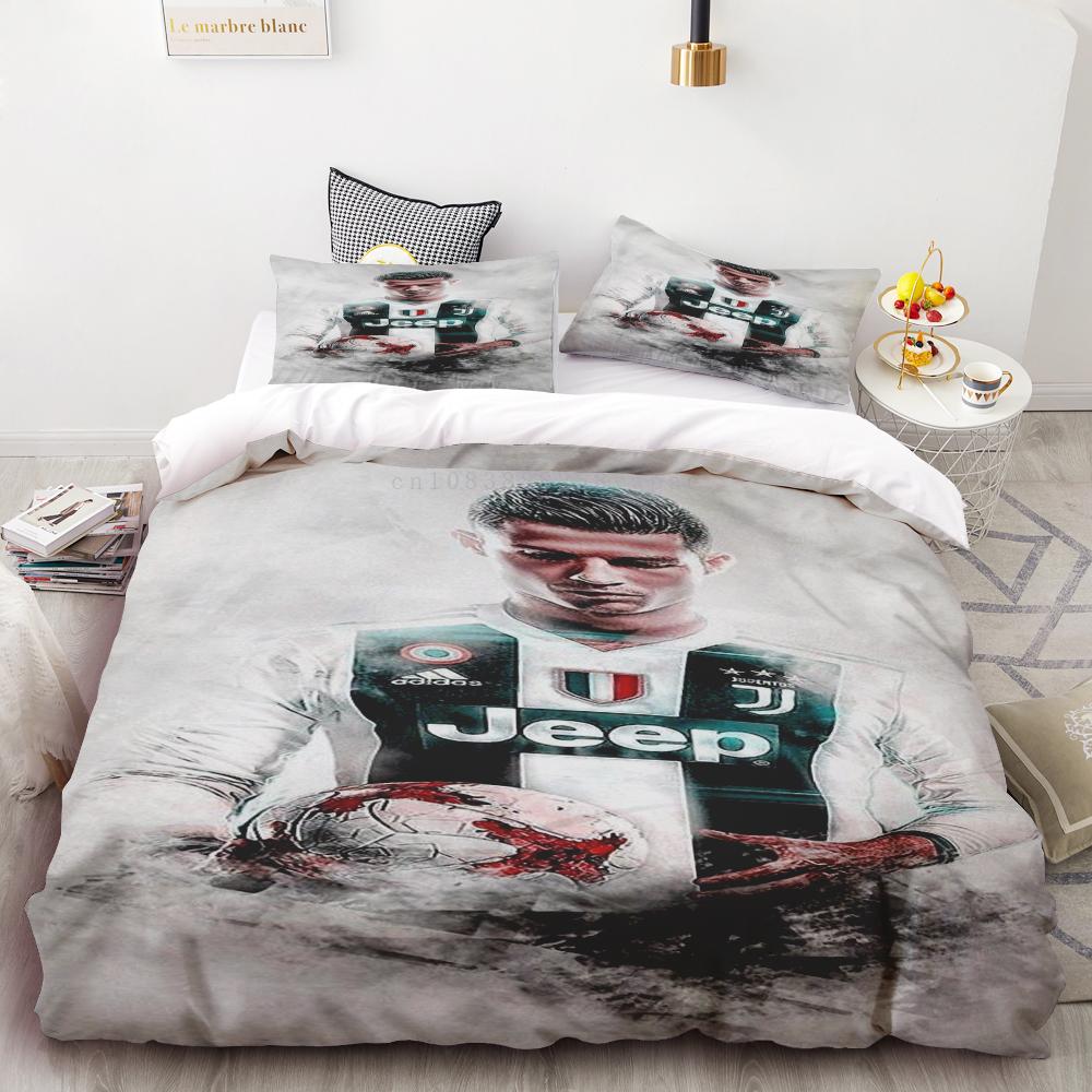 Duvet Cover Duvet Cover Football Star CR7 Soccer 3D Bedding Set Boys Girls Twin Queen Size Bed Boys Adult Fashion Home Textile