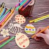 Easter Egg Wood Slice with Hemp Ropes DIY Unfinished Paint Crafts Easter Hanging Pendant for Easter Decor