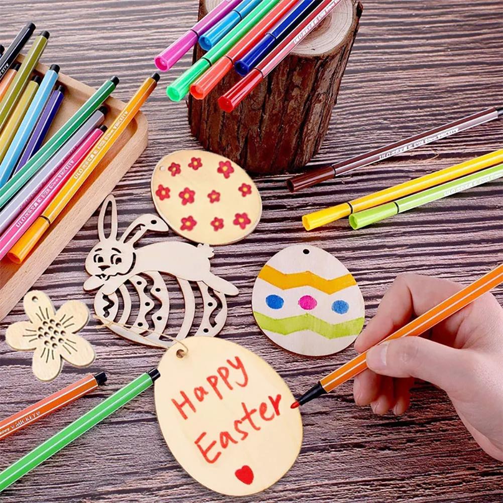 Easter Egg Wood Slice with Hemp Ropes DIY Unfinished Paint Crafts Easter Hanging Pendant for Easter Decor