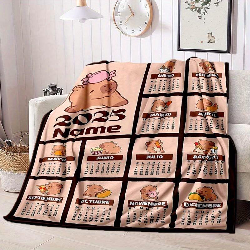 Capibala Calendar Customize Your Name Blanket Warm Comfortable And Soft Blankets Are Suitable For Home Chairs Office Sofas Sofas Office Camping And