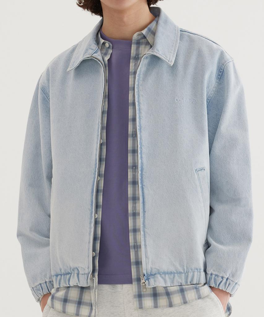 COVERNAT Denim Zip-Up Jacket Light Blue