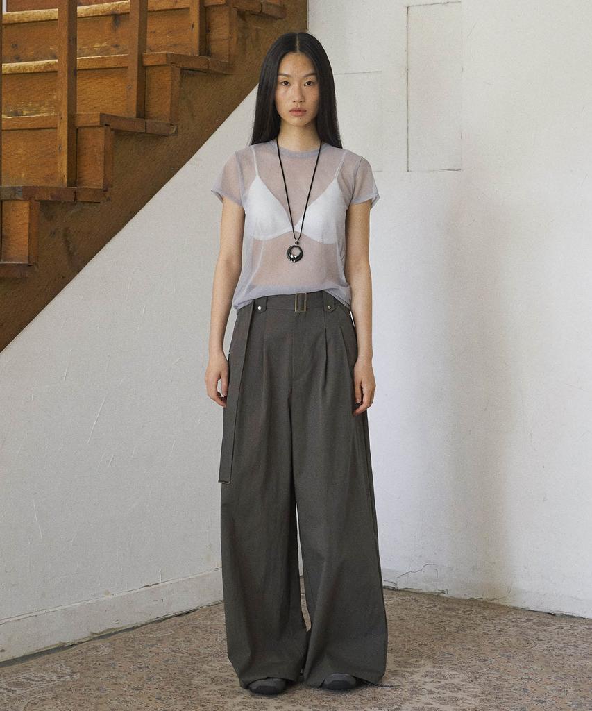 From Wear Belt Detail Wide Pants Charcoal