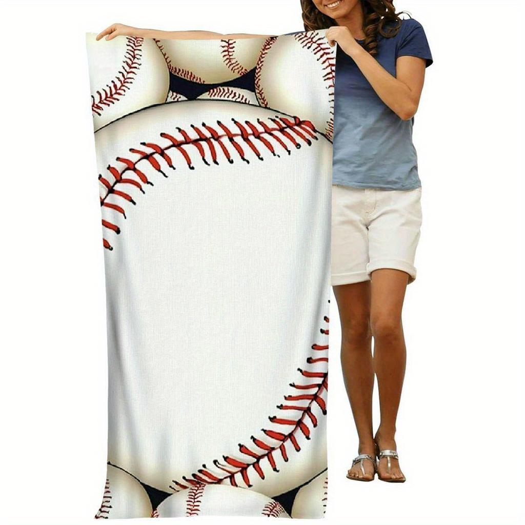 Baseball Print Beach Towel Quick Dry Sand Free Bath Towel for Pool Travel Summer Vacation Sports Lover Unisex