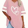Spring and Summer New Love V-neck Printed Short Sleeved T-shirt for Women, Slimming, Breathable and Fashionable
