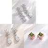 Zircon Drop Earrings With Glittering Lotus Water Drop Design For Women Summer