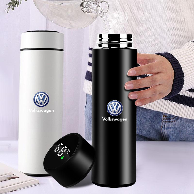 500ml Stainless Steel Car Emblem Intelligent Temperature Cup Coffee Cup For VW Polo Golf Jetta Beetle CC Tiguan Touran Passat MK7 MK5 B5 B6