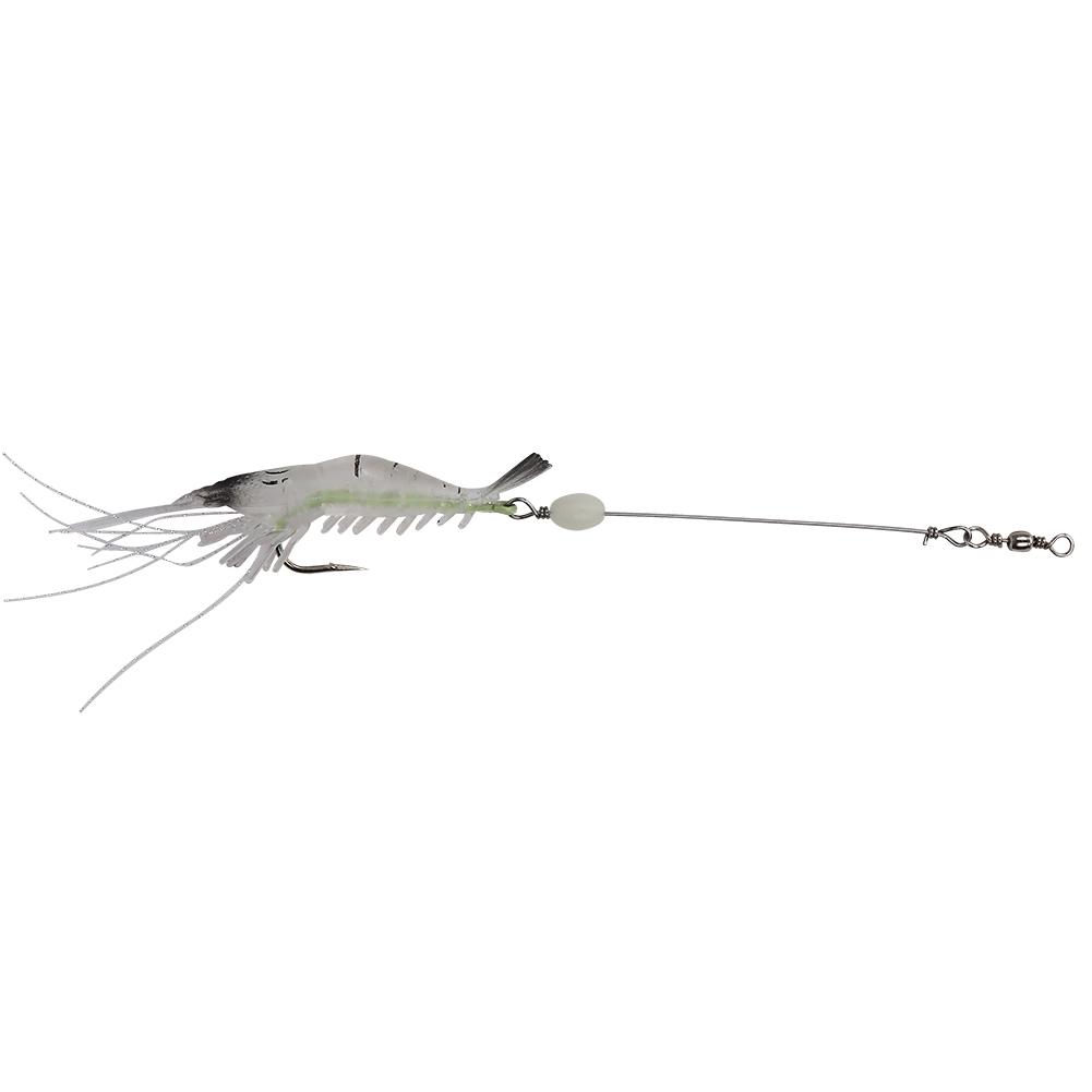 Hard Lure Sea Freshwater Shrimp Shape Bionic Luminous Night Fishing Bait with Hook (White)