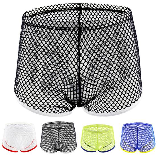 Fashion Sexy Mesh See-through Low Waist Men's Breathable Boxer Briefs Underwear