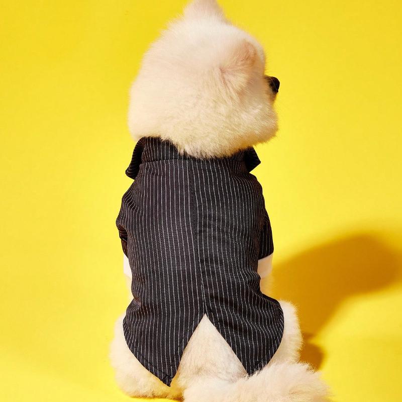 1pc Stripe Patterned Pet Suit 2 in 1 Tuxedo, Suitable for Weddings and Parties