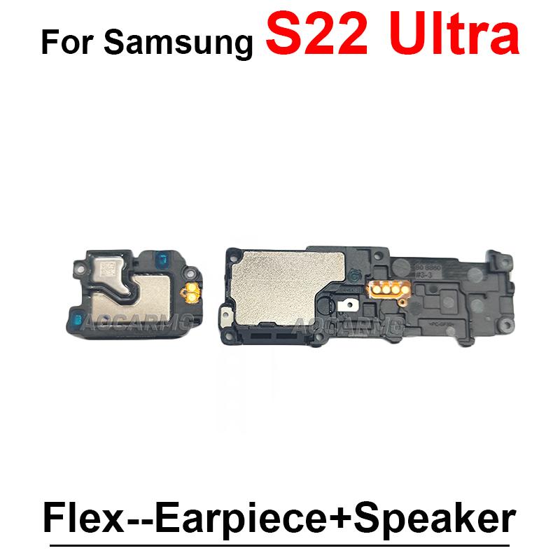 For Samsung Galaxy S22 Ultra S22U Bottom Loudspeaker Buzzer Ring + Ear Speaker Earpiece Flex Replacement Parts