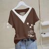 Women's 2024 Summer Cotton V-neck Short-Sleeve Top - Versatile, Loose, Slimming, Plus Size, Chic Korean Style T-shirt