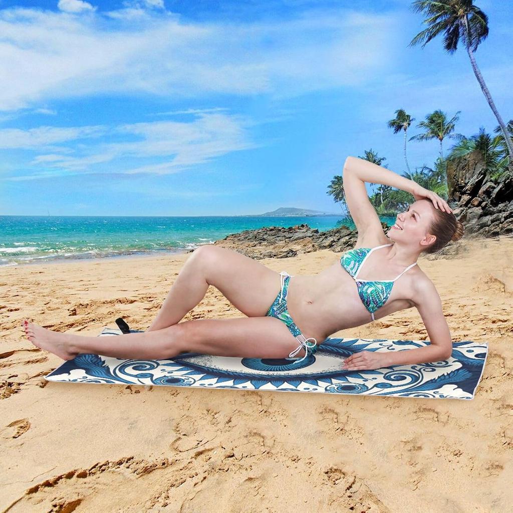 Blue Evil Eye Beach Towels Oversized, Quick Dry Sand Free Beach Blanket Suitable For Beach Bathroom Pool Sports 31×71 In