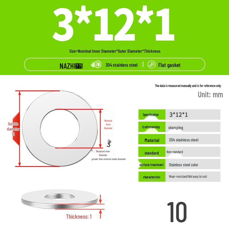 Thickened 304 Stainless Steel Flat Washer Spacer (M4-M8)