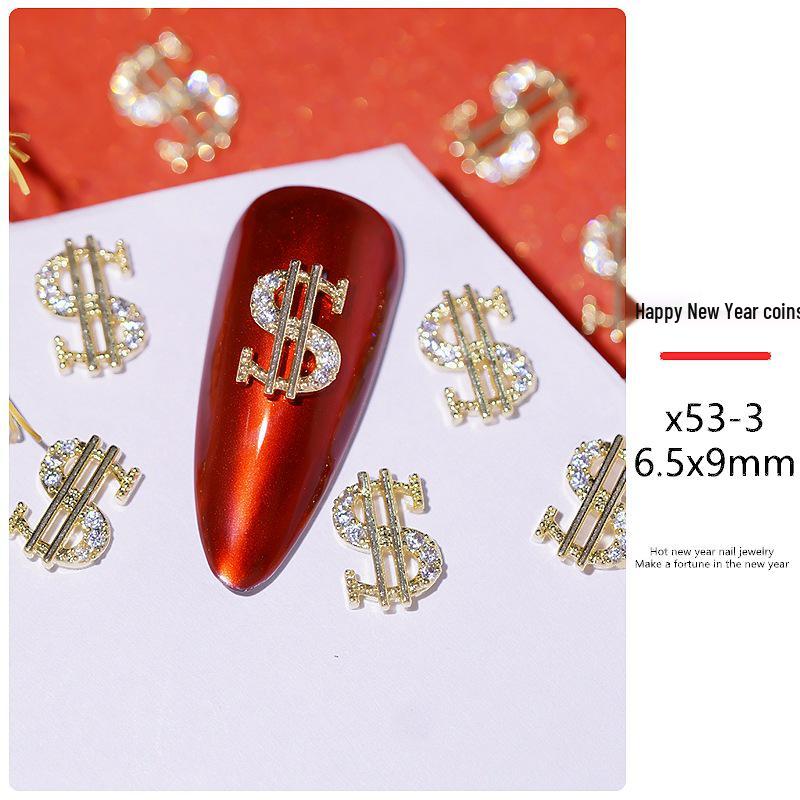 

Изысканные циркониевые монеты-доллары, аксессуары для нейл-арта – сплав золотистого металла с бриллиантами