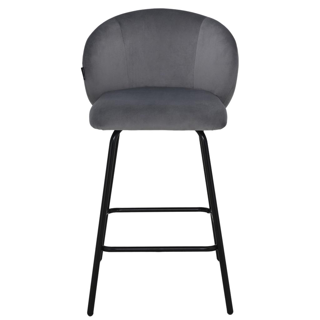 Hoker, Krzesło Barowe Nemi Velvet Szary 65 Cm