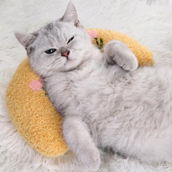 U-Shaped Pet Pillow Cat Sleep Pillow Soft Plush Neck Support Cushion Pet Snuggle Pillow for Puppies Kittens