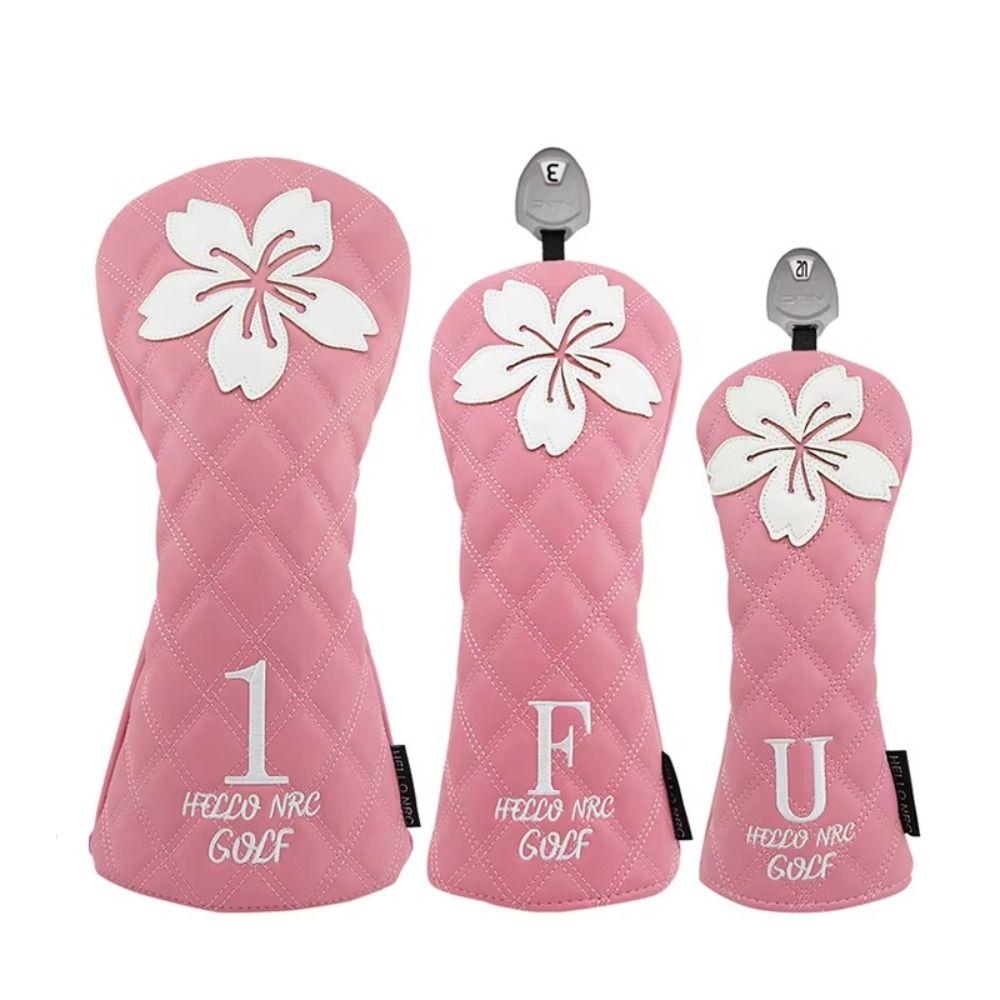 PU Leather Golf Club Protector Sakura Pattern Wood Headcover Golf Head Cover  Golf Supplies