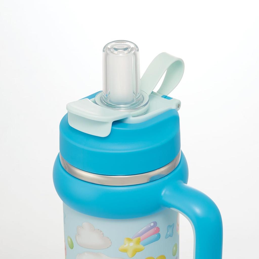 Skater Straw with Direct Sanrio Puffy Balloon Tumbler, 830ml, Insulated, Cold/Hot, Handle, 2-Way, Drinking, Cinnamoroll, Design, STSTB9-A