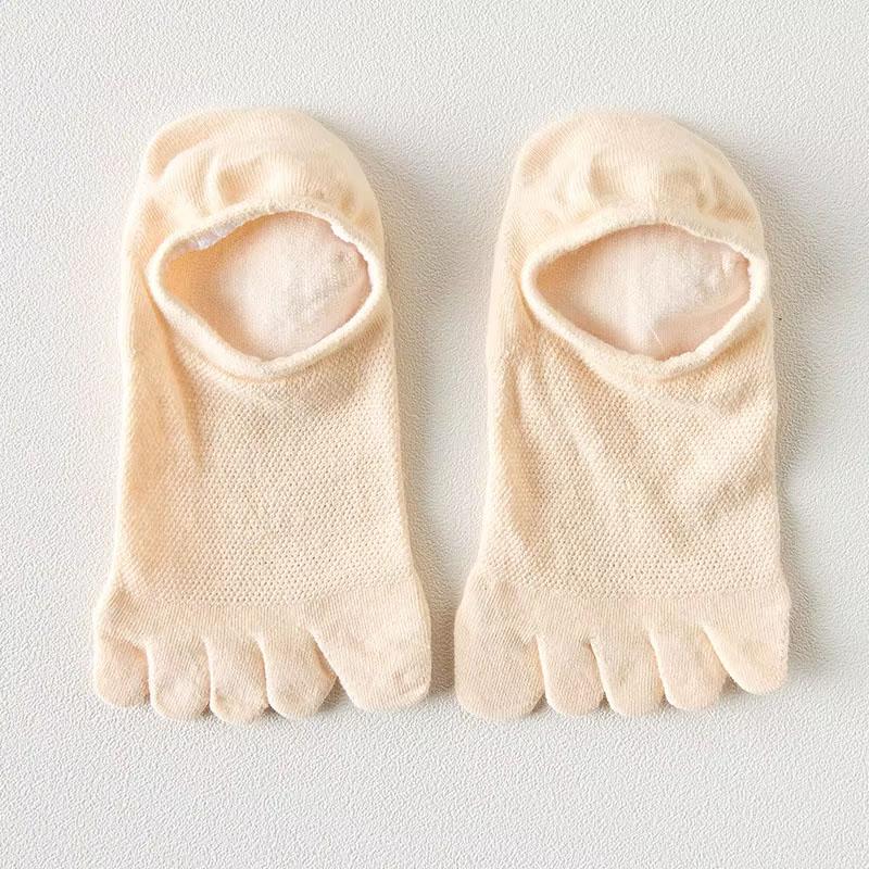 Chaussettes d'orteils en coton de couleur unie gris noir mi-mollet chaussettes pour femmes automne hiver chaud respirant chaussettes à cinq doigts