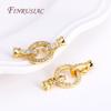 18K Gold Plated Inlaid Zircon Round Connector Clasps For Necklace Making,End Caps Fastener Clasp Handmade DIY Jewelry Making