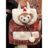 Duffy Plush Toy Square Checkered Backpack With Adjustable Straps Shoulder