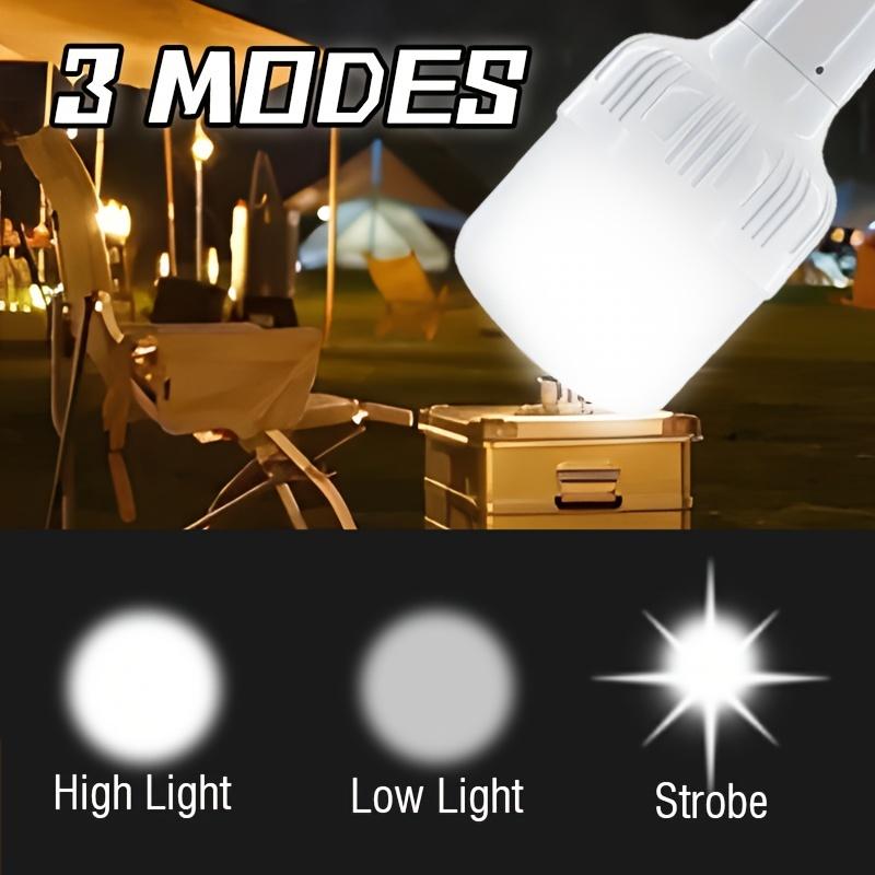 Portable LED travel light bulb with hook, USB rechargeable emergency work light, handheld floodlight lantern