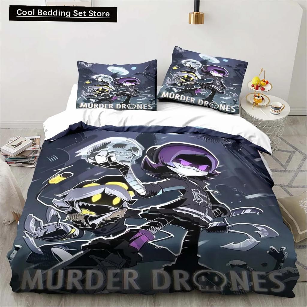 New 3D Print Murder-Drones Cartoon Bedding Set,Duvet Cover Bed Set Quilt Cover Pillowcase,King Queen Twin Size Boys Girls Adults