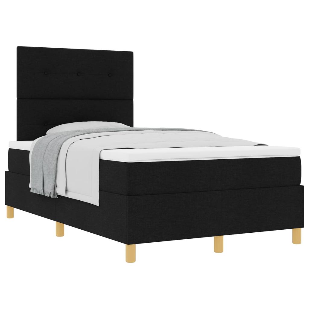 Boxspring Bed with Headboard Black 120 x 200 cm Fabric