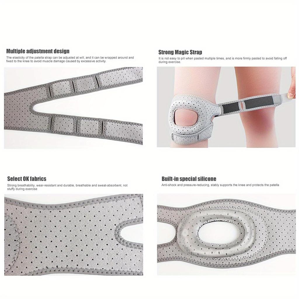 2pcs Sports Kneepads Men's Patella Belt Spring and Summer Silicone Fitness Running Professional Protection Knee Joints Breathable and Light.