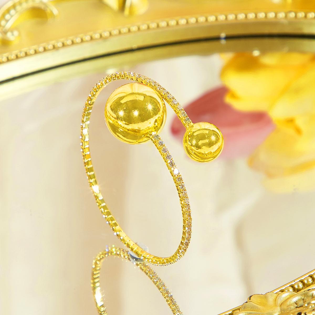 CMM Chic Golden&Silver Open Cuff Регулируемые браслеты с двойным шаром и циркониевым дизайном Модные ювелирные изделия для клиентов по всему миру золотой