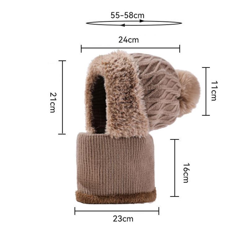 Knitted Hat Thick Velvet Mask Scarf All-in-one Hat   Winter Warm Hat for Women