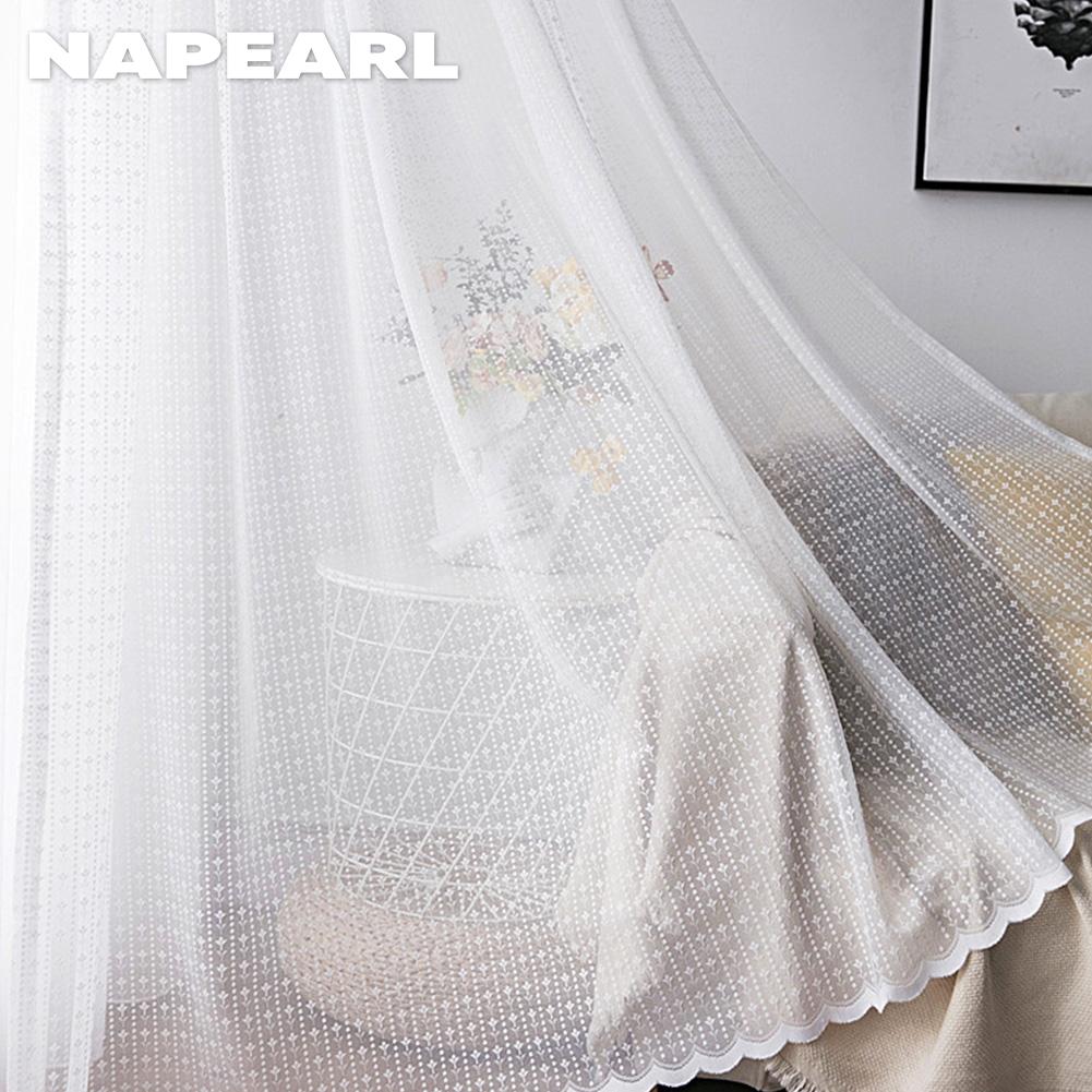 1 rideau transparent en dentelle à motif de vague fraîche de style français NAPEARL 10-20 % occultant pour salon, chambre à coucher, balcon, décoration d'intérieur