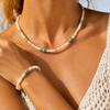 Trendy Natural Stone Beads Chain Necklace Bracelet for Women Stainless Steel Handmade Collar Necklace Stylish Jewelry Set