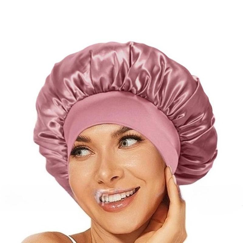 Silk Satin Bonnets for Women & Men - Elastic Wide Band Hair Wrap Cap for Curly Hair - Shower Cap for Sleeping ,Wig Tool